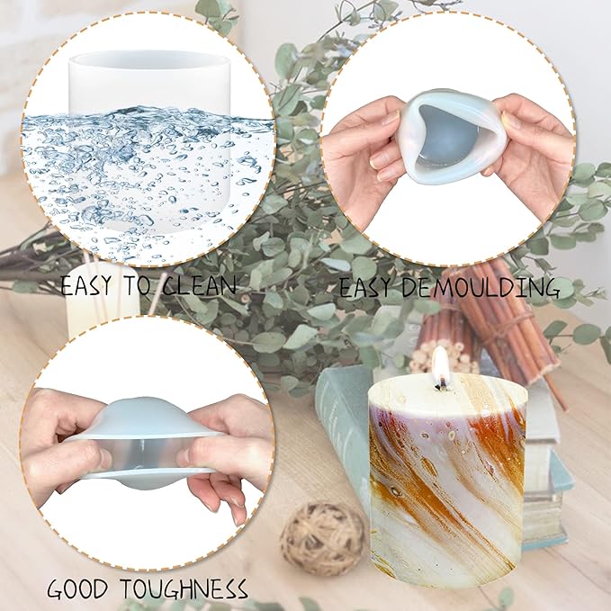 Cylinder Silicone Candle Molds for Candle Making, Pillar Resin Casting Moulds for Resin Soap Flower Insect Specimen Wax Making Polymer Clay DIY Craft