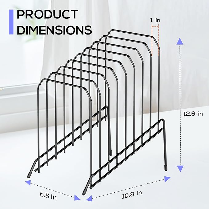 Gawerk Incline Metal Desk Magazine Folder Holder, Sorter Desk File Organizer with 8-Section Vertical Compartments Rack File Organizer for Office, Home, School (2 Pack)