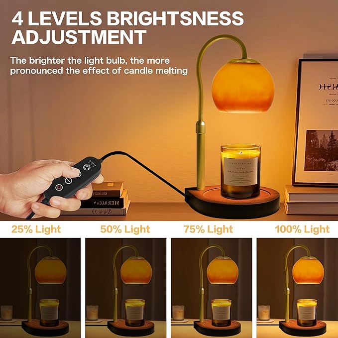 Candle Warmer Lamp with Timer 2H/4H/8H, Adjustable Height Dimmable Candle Lamp with 2 Bulbs, Wax Melt Warmer for Jar Candles, House Warming, Home Decor, Christmas Gift for Women, Mom(Sunset)