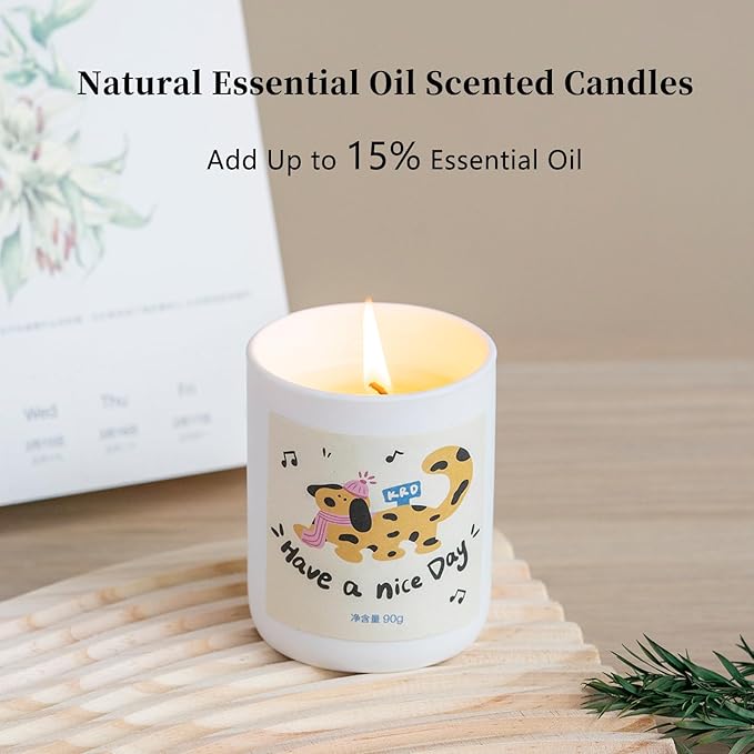 KRD Pet Lover Gifts for Women, 3 Pack Ceramic Scented Candles Gift Set, 3x3.2oz 60H Burn, Natural Soy Wax Aromatherapy for Home Decor