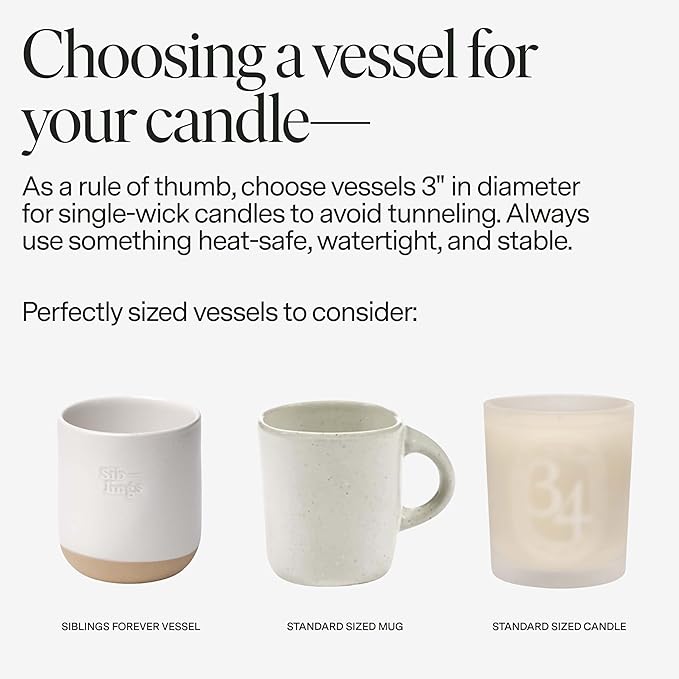 Siblings Candle Refill Kit – DIY Coconut Soy Wax Candle Making Kit for Reusable Vessels – Non-Toxic Clean Burn, Wooden Wick – Winter Scent – 60 Hour Burn