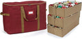 Covermates Keepsakes Adjustable Ornament Storage Bag – Heavy-Duty Polyester, Padded Dividers & FlexGrid Trays – Protective Holiday Ornament Organizer with Handles & Label Window, Red