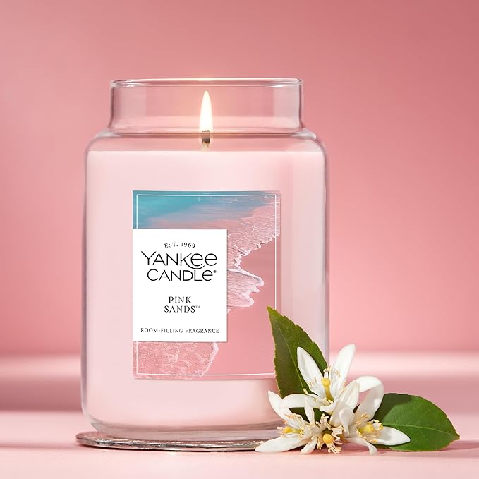 Yankee Candle Pink Sands Scented Candle, 22oz Large Jar with up to 150 Hour Burn Time, Giftable, Birthdays