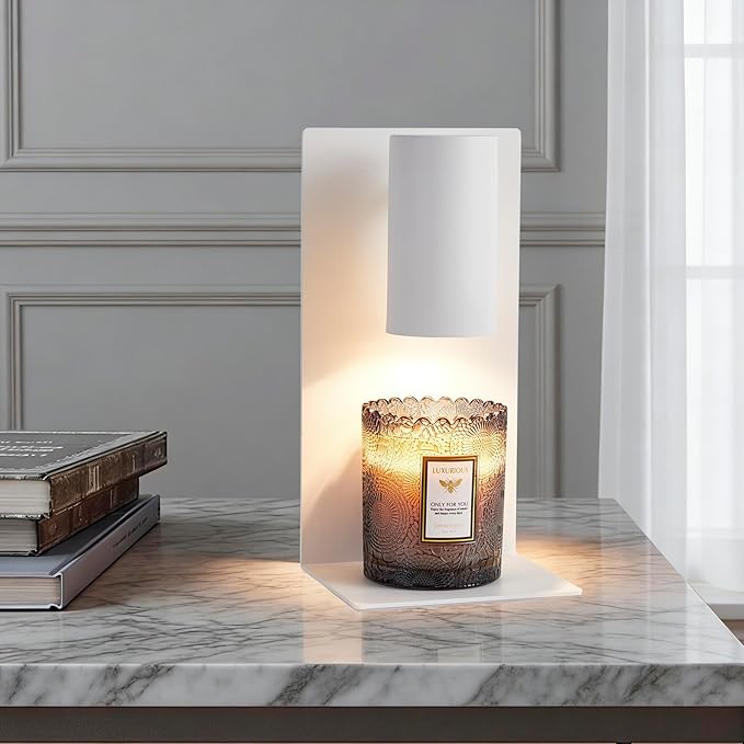 White L-Shape Candle Warmer Lamp with Timer Dimmable, New Home Decor for Bedroom, Office, Modern Living Room, Christmas Birthday New Year Gift for Women Man