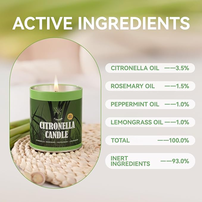 Citronella Candles Outdoor Set, 2 Pack Jar Candle for Patio Camping Backyard Picnic, Scented Candles Sets Gifts for Men Women, 9 Oz Bug Non Toxic Mosquito Candles Repellent Back to School Gifts