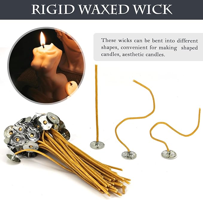 15cm Hemp Candle Wicks 100Pcs, Hemp Braided Wick for Handamde Candle Making, Pre-Waxed with Beeswax