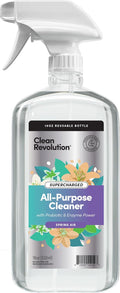 Clean Revolution SuperCharged All Purpose Cleaner Refill with Smart Probiotic + Enzyme Complex, Multi-Surface Kitchen Bathroom & Floor Cleaner, Spring Air, 18 oz (Pack of 1)