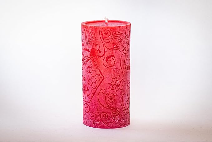 BeeTheLight Beeswax Pillar Candle - 100% Pure Bees Wax - Choose Your Size and Color - 72 Hour Burn Time - Fits 3x6 Holder - Unscented - Natural Light Honey Scent (Red Blossom, Large)