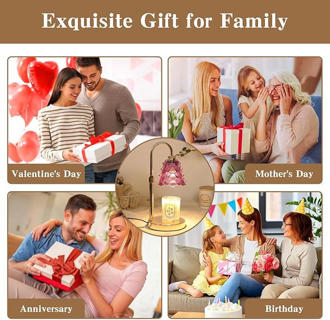 GEEZO Fragrance Candle Warmer Lamp，Electric Candle Warmer with Timer & Dimmer，Mom Christmas Birthday Gifts for Women, House Warming Gifts New Home Bedroom Decor