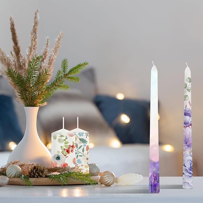 Conelist 72 Pcs DIY Candle Painting Kit Include 12 White Pillar Taper Candles 60 Colored Tealight Candles and Paint Brushes for Crafts Birthday Wedding Tea Party Party Favors