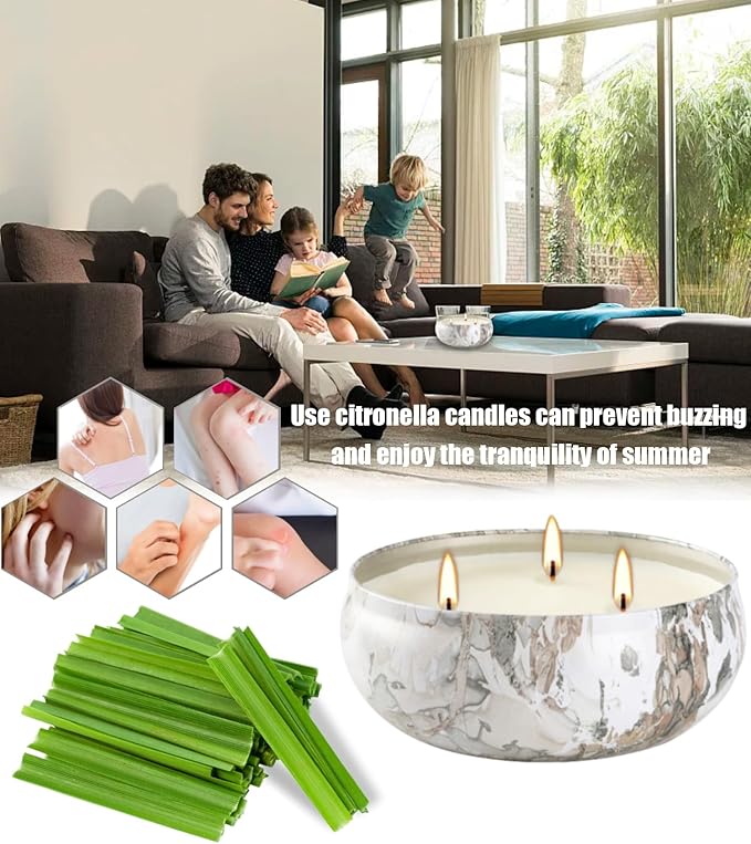 Citronella Candles Outdoor, 3 Pack 12oz Large Candle 3-Wick Natural Soy Wax Summer Scented Natural Set Soy Wax with 240 Hour Burn Time Outdoor Indoor Candles for Garden Yard Camping