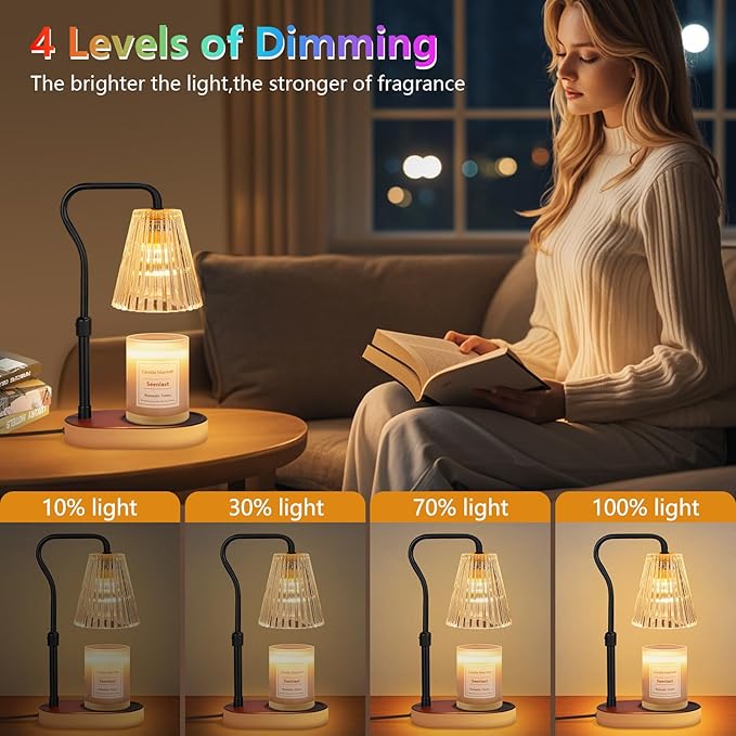 seenlast Candle Warmer Lamp with Color-Changing LED Lights,Timer,4 Level Dimmer,Adjustable Height for Scented Candles,Home Decor Gift for Women Mom,Housewarming,Birthday,Christmas