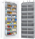 PureSpace 5-Tier Over the Door Organizer, 10 Side Mesh Pockets & Clear Windows, 80LBS Heavy Duty Hanging Storage for Baby Diapers, Shoes, Toys – Ideal for Nursery, Bathroom, Bedroom, Pantry (Grey)