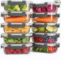 KAMOTA Glass Food Storage Containers, 10 Pack Glass Meal Prep Containers, Airtight Containers with Snap-Lock Lids, 22 oz Grey Container Set with Lids, for Microwave/Oven/Freezer/Dishwasher