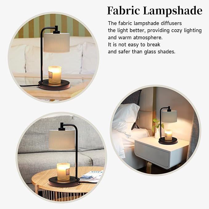 NITOWOLF Candle Warmer Lamp with Timer, Dimmable Candle Wax Warmer Electric Candle Lamp for Scented Candles with Bulbs, Christmas Gifts House Warming Gifts Home Decor (Black)