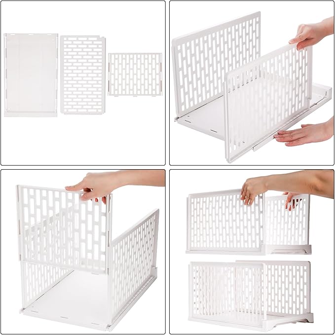 AVLA 4 Pack 38" Stackable Plastic Storage Basket, Plastic Foldable Closet Organizer Storage Bins, Wardrobe Storage Box Clothes Drawer Shelf Container for Cupboard Bedroom Dorm Bathroom Kitchen Office