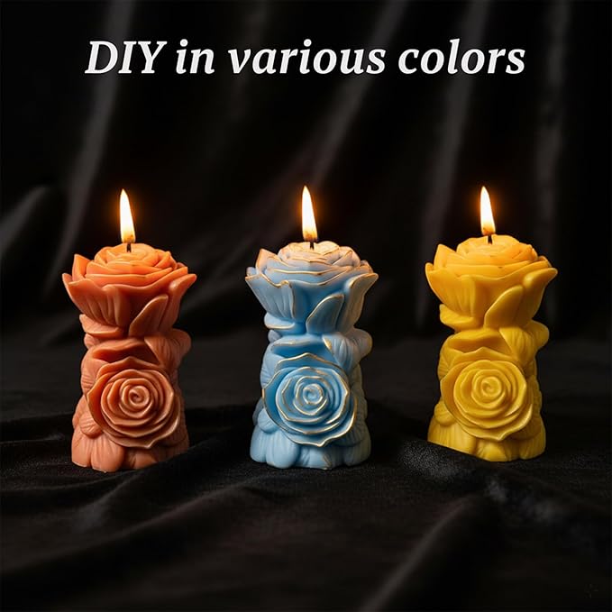 Flower Pillar Candle Molds for Candle Making, Silicone Epoxy Resin Casting Molds for DIY Aromatherapy Candles Wax Soap, Resin Craft Gifts,Gypsum Making,Making Home Decor Wedding Décor