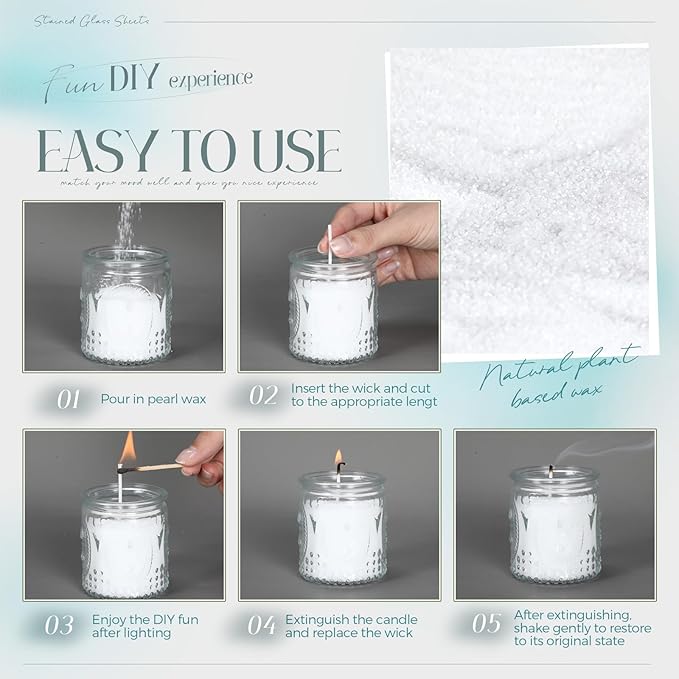 MTLEE Pearled Candle 2.2 Lb/35oz Scented Sand Candle Kit Include 50 Wicks, Bow Gift Box, Spoon Reusable Pearled Wax for Mother Mom Day Gift DIY Home Kit(Unscented)