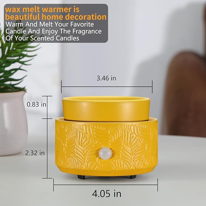 nawaza Ceramic Wax Melt Warmer, Fragrance Wax Warmer 4-in-1 Electric Candle Wax Melter and Wax Cubes for Home Office Bedroom Aromatherapy Essential Oil Burner is Birthday Gifts for Women（Yellow）