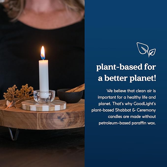 GoodLight Paraffin-Free Shabbat & Sabbath Ceremony Candles, Vegan Palm Wax, 3-Hour Burn Time (72 Unscented Shabbos Candles, White)