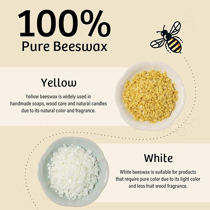 Beeswax Pellets for Candle Making – 10lb/20lb – Natural Beeswax for Candles, Lip Balms, and Skincare – Yellow Beeswax for DIY Projects – Ideal for Beginners and Experts（10lb）