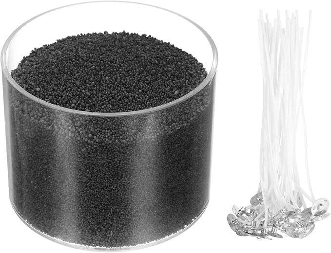 MECCANIXITY Pearled Sand Candles with 30 Pcs Wicks 14Oz / 400g Candle Beads Refillable Powder Sand Wax Making Kit for Thanksgiving Christmas Wedding Party DIY Home Crafts, Black