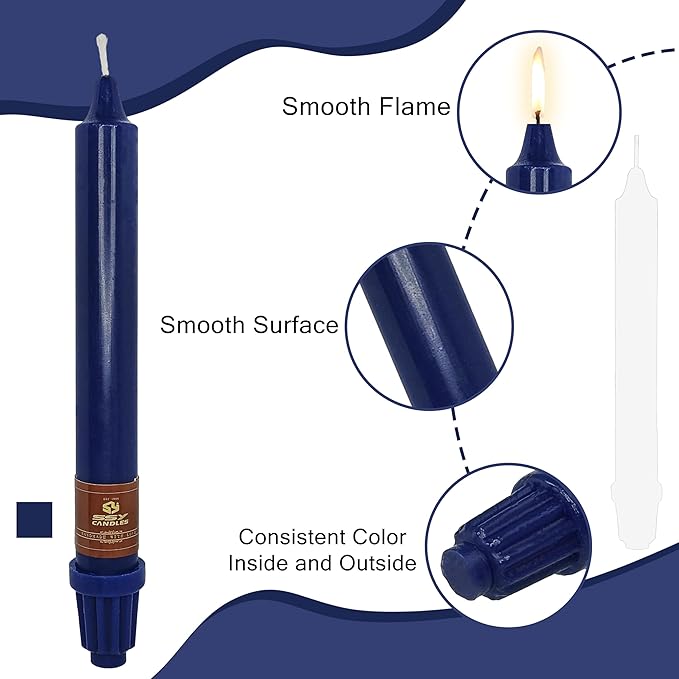 Navy Taper Candle 8 Inch Short Candlesticks Unscented Dripless Tapered Candle Set for Home Decor Wedding Party Dinner Candles, 4 Pack