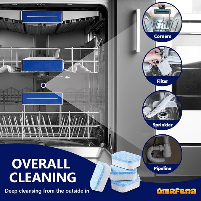 Dishwasher Cleaner and Deodorizer Tablet -24Tablets Deep Cleaning Descaler for Dishwasher Machine - Remove Limescale,Odor,Smell,Mineral Buildup