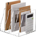SANRUI Acrylic Desk Magazine File Organizer, 4 Vertical Compartments Clear Document Sorter Organizer Holder Workspace Sorters, Folder Rack for Office Accessories Organization Storage, B5 Size