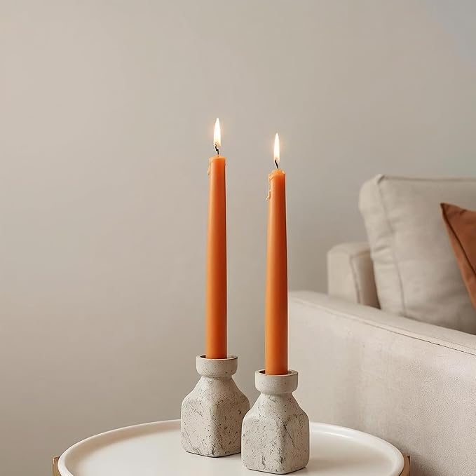 Tapered Dinner Candles - Soy & Paraffin Blend, Dinner Candles with Long-Lasting 7-Hour Burn for Stylish Homes - Candle in Curated Colors Ideal Gift for Hosts, Brides & Event Planners-Orange