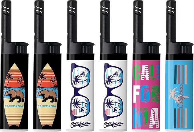 BIC EZ Reach Candle Lighter, The Ultimate Lighter with Wand for Candles, Colorado, Assorted Designs, 6 Count Pack of Lighters (California)