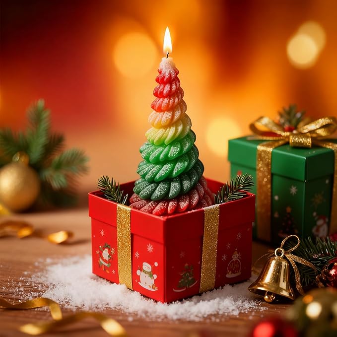 3D Christmas Tree Silicone Candle Soap Epoxy Resin Wax Mold Silicone Shapes Christmas Trees Mold for Candle Resin Soap Craft Cake Chocolate Making Kit Christmas Gift (Cream Christmas Tree)