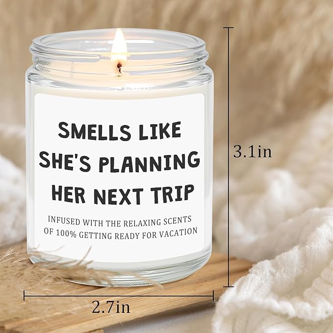 Travel Gifts for Women, Unique Gift for Travelers - Cool Ideas for People Who Travel, Funny Birthday Christmas Vacation Trip Candles for Woman Couple Friend