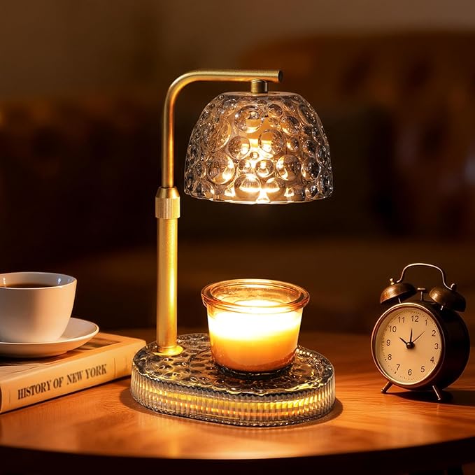 Candle Warmer Lamp Adjustable Height, Flameless 4-Level Dimmable Wax Melt Warmer for Jar Candles with 2 Bulbs, House Warming Gifts, Multiple Colors, Safe Home Use(Sky Gray)