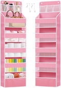 Over the Door Organizers Storage - 5 Shelf Hanging Storage shelves Door Organizer with Pockets, Anti Tilt 44 lb Load Behind Door Organizer for Bedroom,Nursery,Bathroom,Kitchen,Dorm,Shoe - 1 Pack, Pink