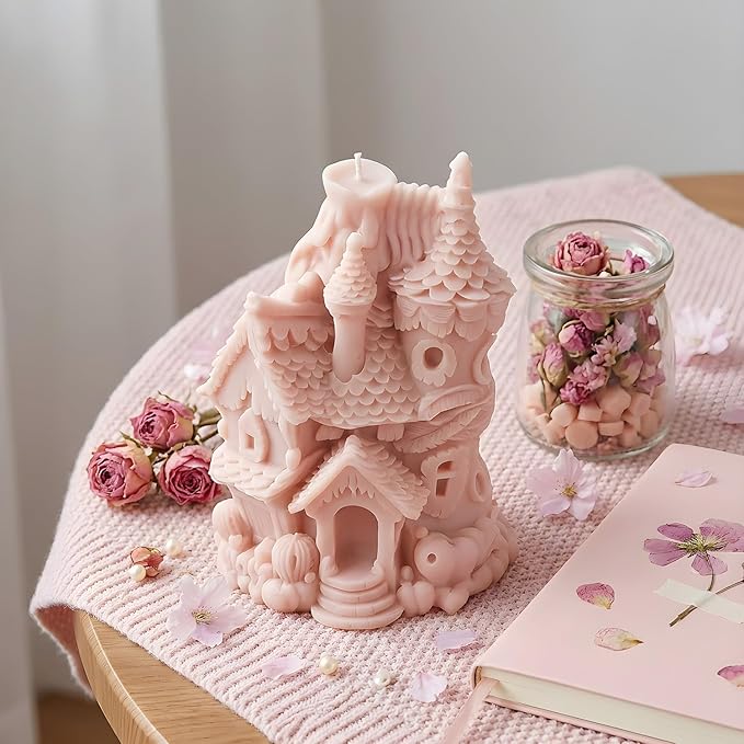 XIAOSHUI Forest Magic Cottage Candle Molds House Candle Silicone Mold for Candles Making Resin Casting Aromatherapy Candles Gypsum Craft Home Decorate