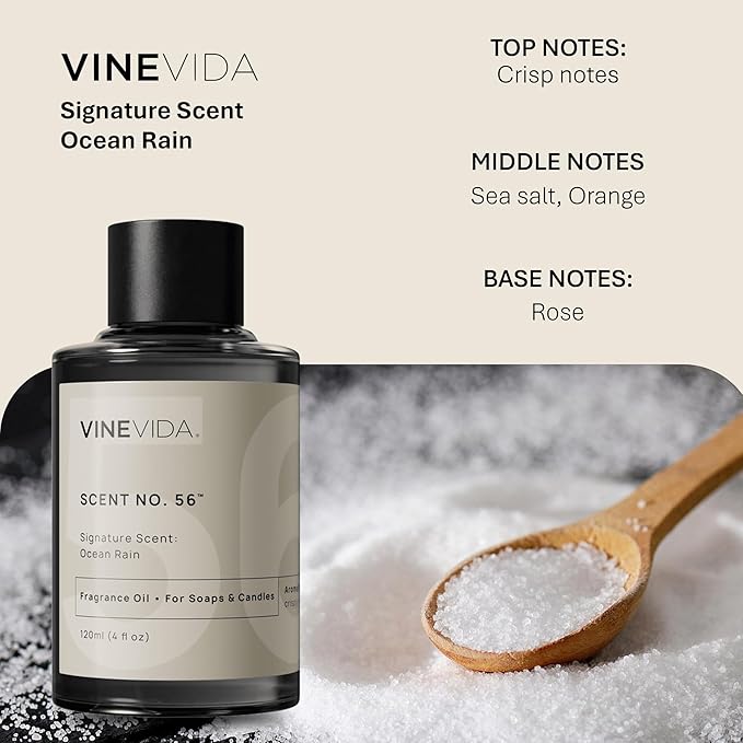 VINEVIDA [4oz] Ocean Rain Fragrance Oil for Candle Making and Soap Making - Premium Candle Scents for Soy Candles