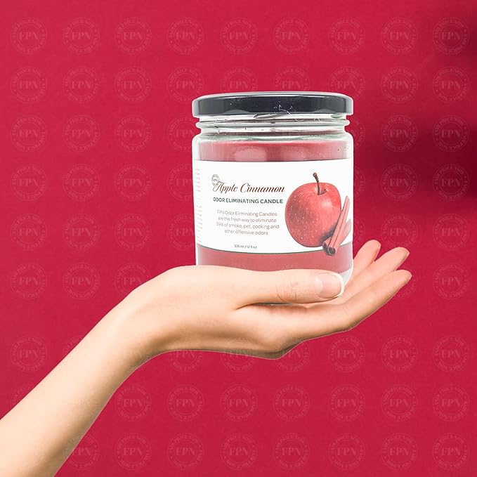 Candle Set Apple Cinnamon Odor Eliminating – 2 Pack 12 oz Soy Wax Candles for Home – Long-Lasting Clean Burn Aromatherapy Candles for Bedroom, Living Room, Bathroom & Office