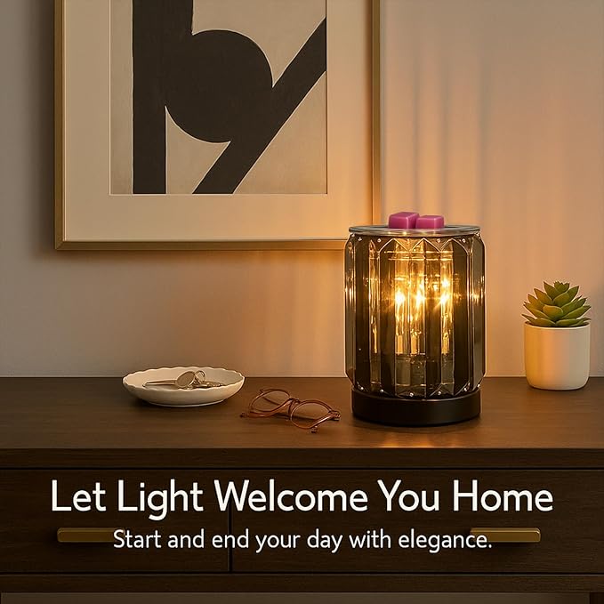 Leyoue Wax Melting Heater Electric Burning Burner Electric Essential Oil Warmer Incense Wax Melt Warmer Night Light Aroma Decorative Lamp for Gifts & Decor(Ironwork Crystal)