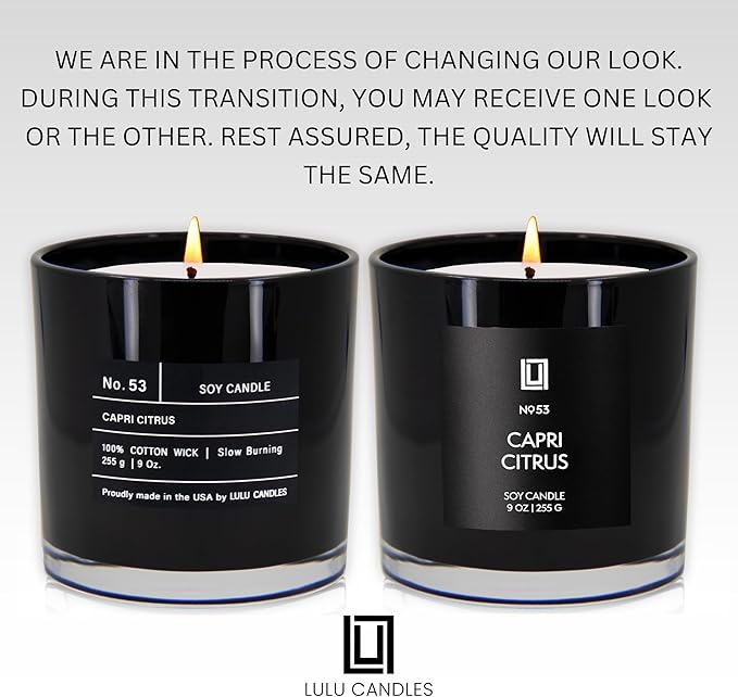 Lulu Candles | Capri Citrus | Luxury Scented Soy Jar Candle | Hand Poured in The USA | Highly Scented & Long Lasting (9 Oz.)