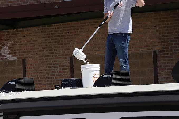 303 Products Rubber Roof Cleaner - Removes Build Up On The Rubber Roofs of RVs, Campers, Pop-Ups, and Motorhomes, Will Not Harm Solar Panels, 1 Gallon (30239)