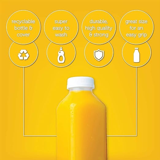 Disposable Juice Container with Caps, 12 Oz Reusable, Clear & Empty Smoothie Bottle For Grab & Go Drink & Juicing Journey, 12 Pack BPA-Free Plastic Water Bottles, Handy, Leak-Proof Beverage Containers