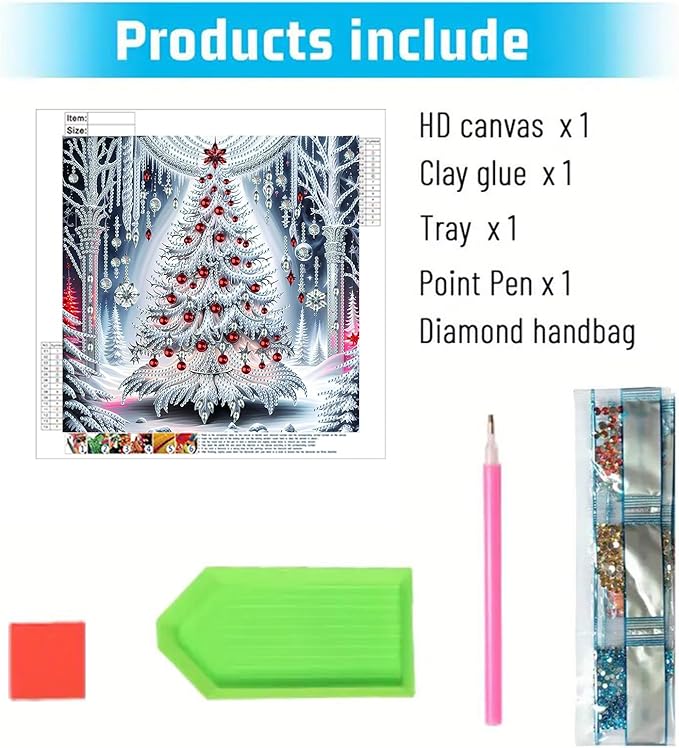 Christmas Tree 5D Special Shape Diamond Art Kits for Beginners, Christmas Winter Theme Diamonds Painting Kits for Adults,DIY Crystal Rhinestones Diamond Paintings for Home Wall Decor 12×12Inch