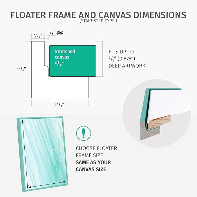 Pixy Canvas Floater Frame 20x30 for 0.75 inch Deep Canvas Paintings/Canvas Prints/Wood Canvas Panels/Wall Art/Wall Decor/Home Decor/Artwork, (Champagne, 20 x 30 inch, Landscape)
