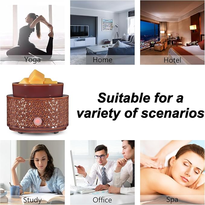 nawaza Ceramic Wax Melt Warmer, 4-in-1 Electric Fragrance Candle Wax Melter and Wax Cubes for Home Office Bedroom Aromatherapy Essential Oil Burner as Birthday Gifts for Women Mom Girl(Dark Brown)