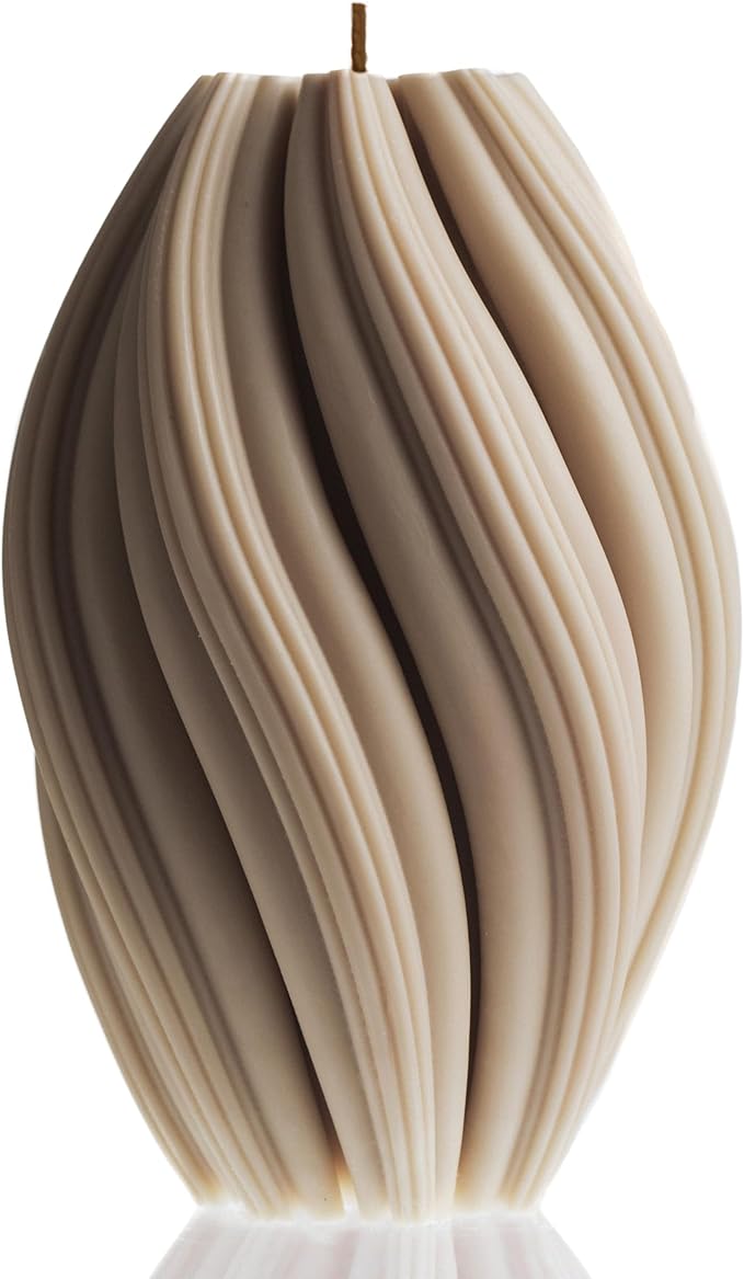LAWA Swirl Candle - Large Beautiful Handmade Pillar Scented Soy Wax Twirl Elegant Bubble Aesthetic Candle Housewarming Gift Home Room Shelf Decor Idea Spiral Moon Gray (Large)