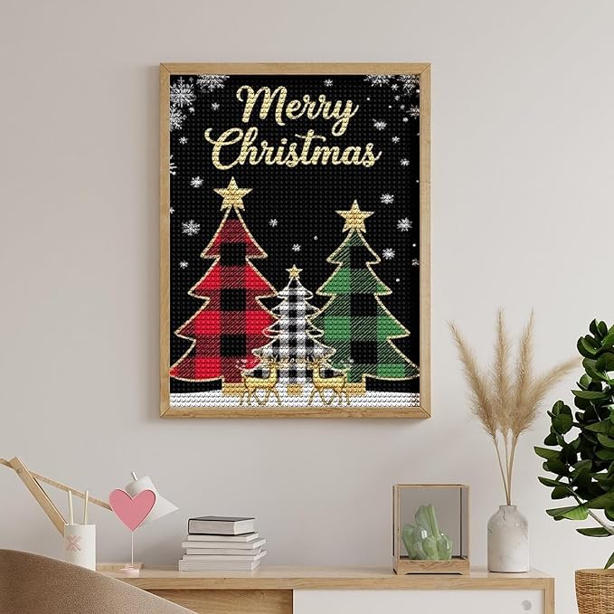 AIVKIEJK Diamond Painting Kits for Adults - Merry Christmas Tree Holiday Painting DIY 5D Full Drill Diamond Dots Paintings with Diamonds Gem Art and Crafts Home Decor 12"x16"