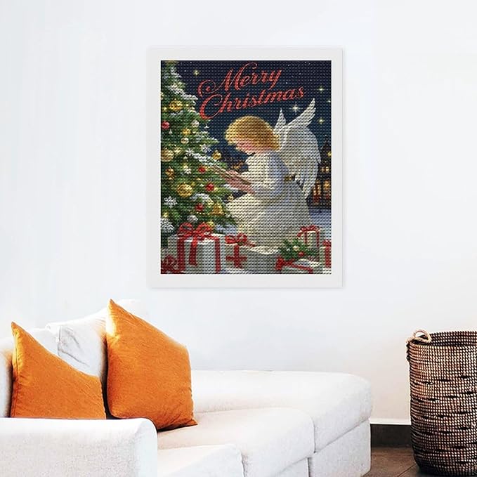 AIVKIEJK Diamond Painting Kits for Adults - Merry Christmas Angel Welcome Painting DIY 5D Full Drill Diamond Dots Paintings with Diamonds Gem Art and Crafts Home Decor 16"x20"
