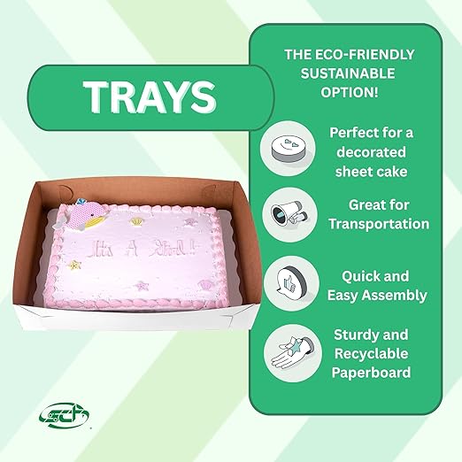Southern Champion Tray 1090 Premium Clay Coated Kraft Paperboard White Non-Window Sheet Cake and Utility Tray, 19-1/2" Length x 14" Width x 4" Height (Case of 100)
