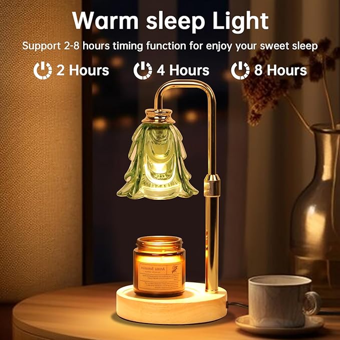 Candle Warmer Lamp with Timer Electric Candle Warmer Lamp Adjustable Height Dimmable Wax Warmer Lamp Jar Candles with 2 Bulbs for Home Decor & Office